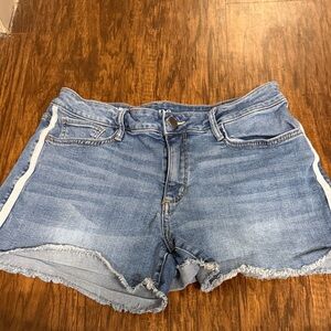 a.n.a Light Blue Jean Shorts with Frayed Hem